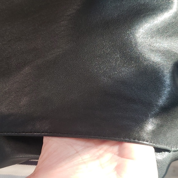 Alfani Outerwear Womens M Black Buttery Soft Pieced Leather Button-Front Coat - Picture 4 of 8